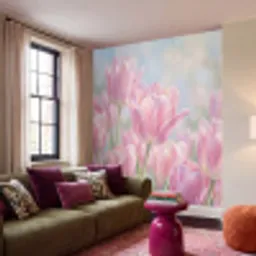 Tulpen - Veld - Lente - Roze Behang Vlies klein -sfeer2