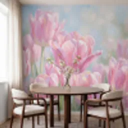 Tulpen - Veld - Lente - Roze Behang Vlies klein -sfeer1