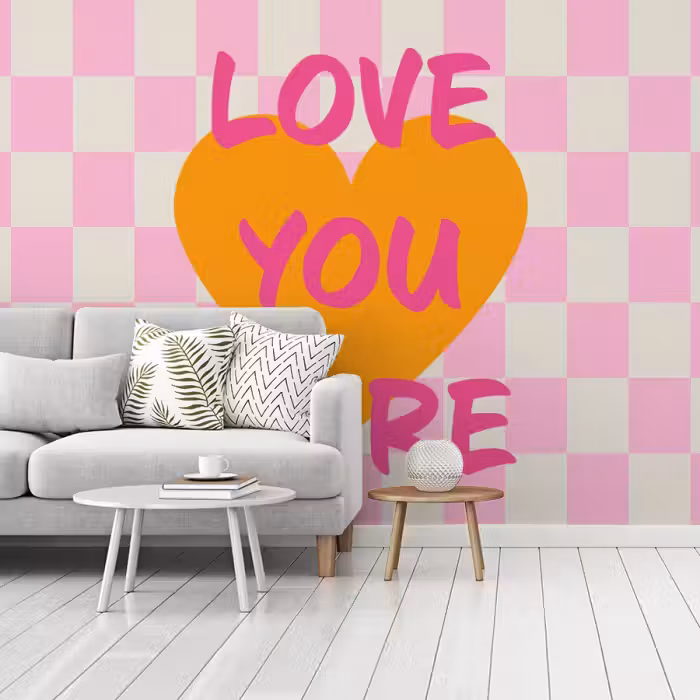 Behang - Valentijn - Love - Roze - Oranje