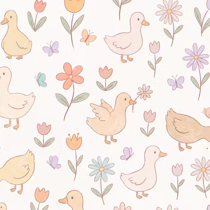 Behang - Vogel - Bloemen - Patroon - Pastel - Dieren
