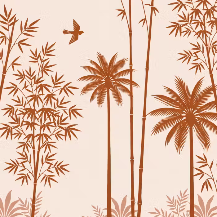 Behang - Vogel - Boom - Tropisch - Minimalistisch - Bruin