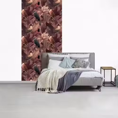 Vogels - Bladeren - Roze fotobehang vinyl groot 64 -slaapkamer