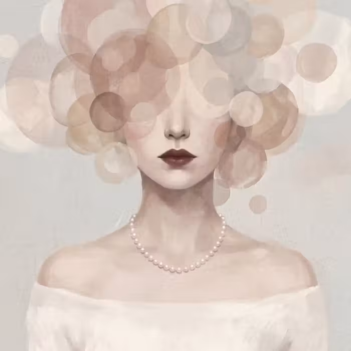 Behang - Vrouw - Cirkels - Beige
