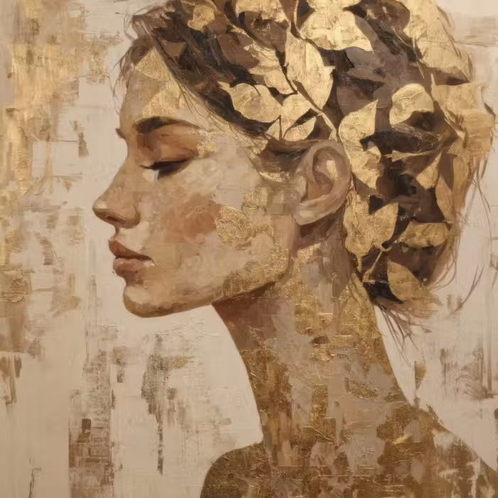 Behang - Vrouw - Goud - Abstract - Textuur