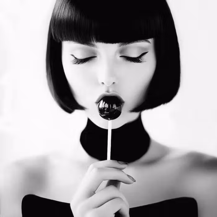 Behang - Vrouw - Lolly - Zwart - Wit
