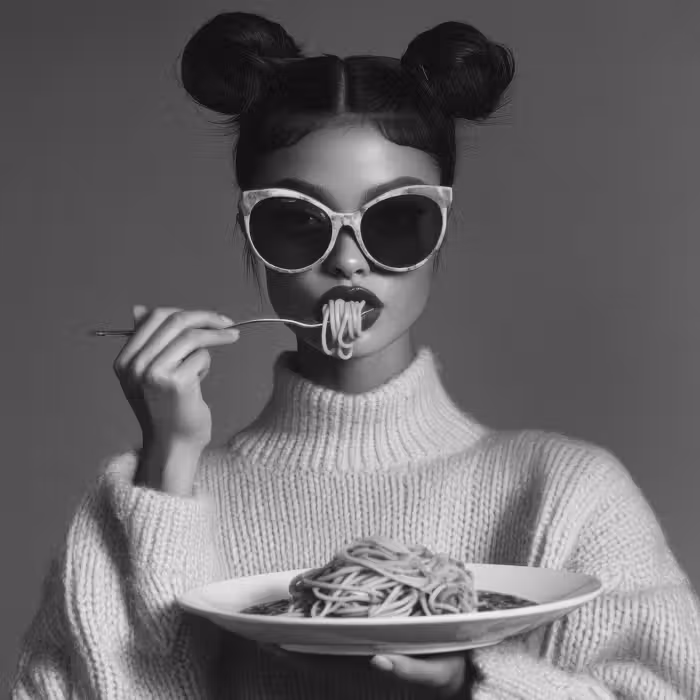 Behang - Vrouw - Pasta - Zonnebril