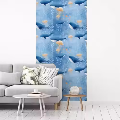 Walvissen - Oceaan - Blauw fotobehang vinyl groot 64 -woonkamer