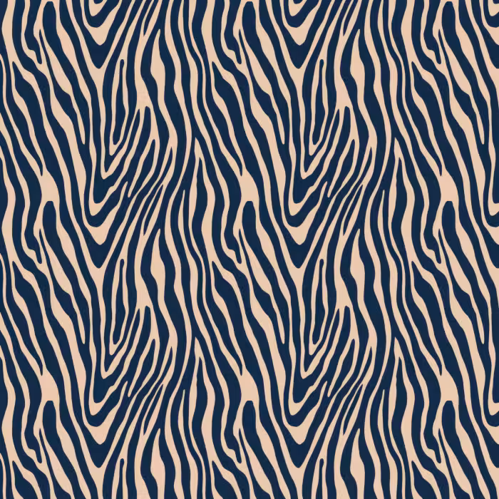 Behang - Zebra - Patroon - Blauw - Beige