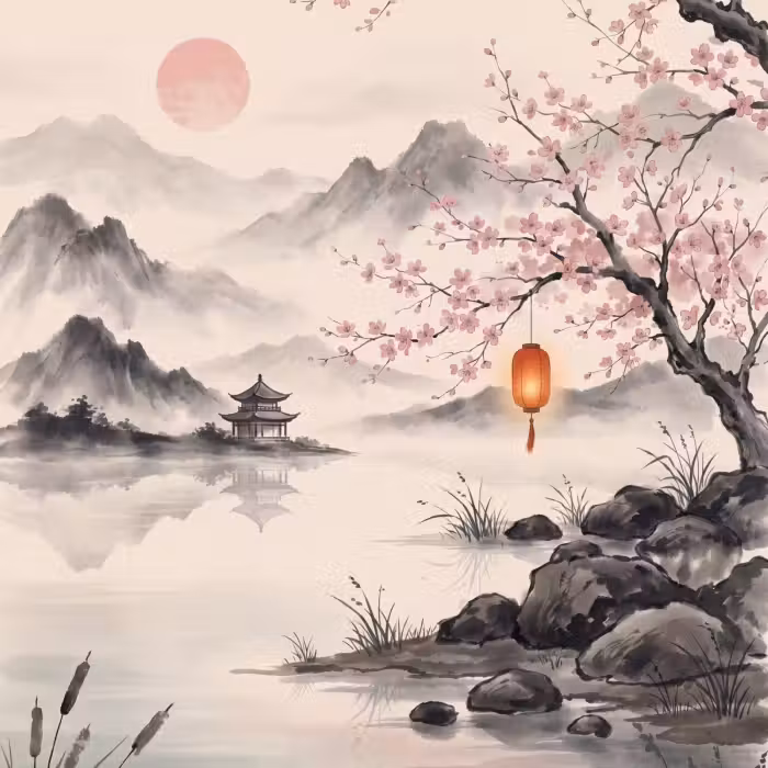 Behang - Zon - Japans - Traditioneel