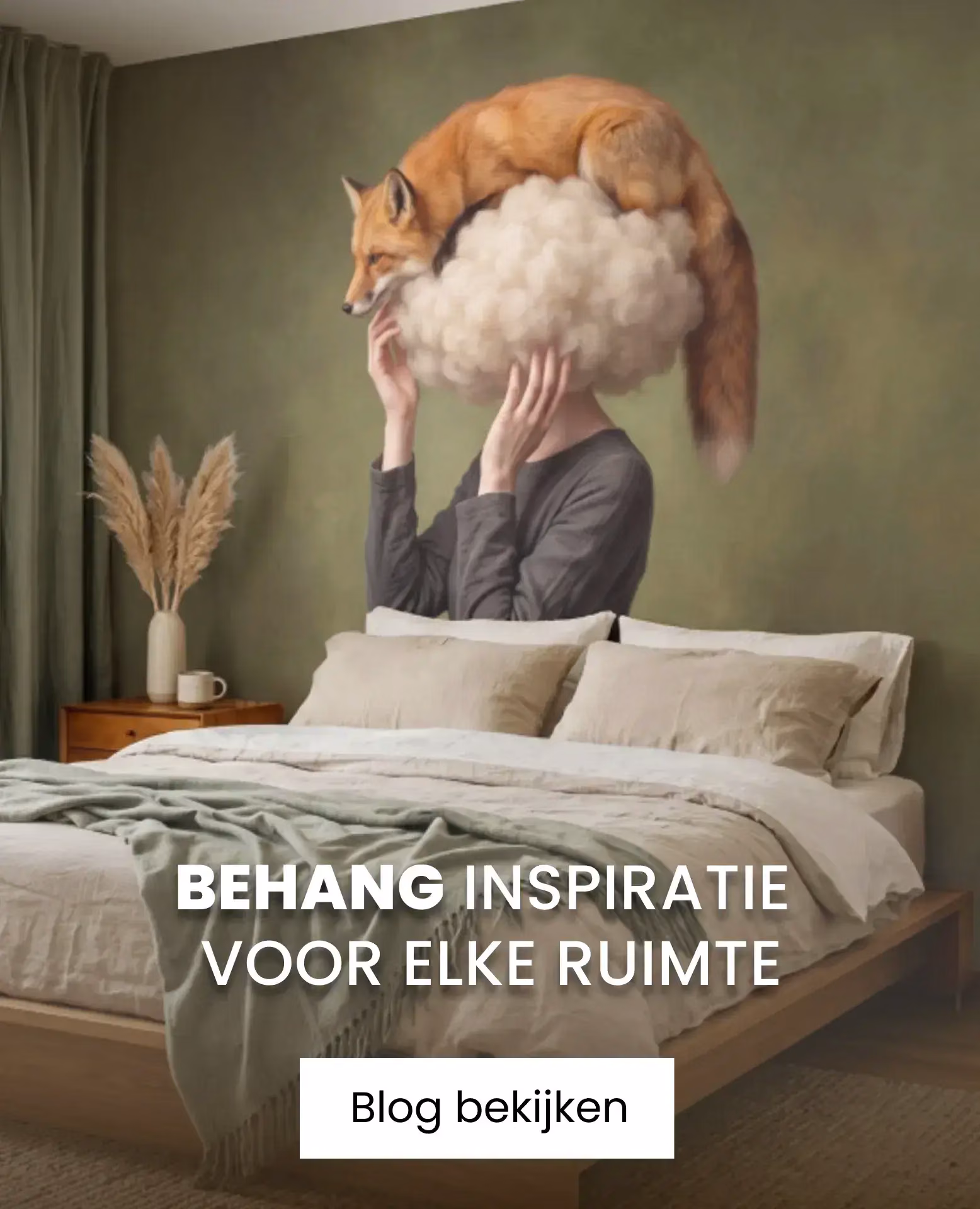 behang met persoon die wolk vasthoudt