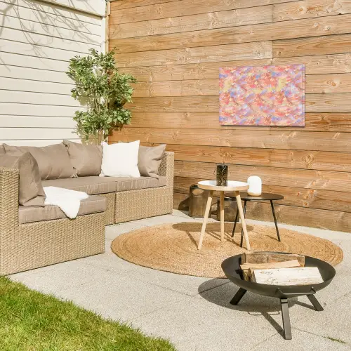 Abstract - Multi - Kleur - Verf Tuinposter op houten frame 2 cm dik klein 845 -sfeer2