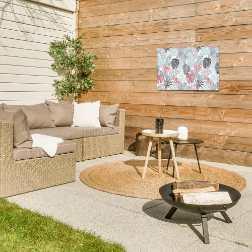 Bladeren - Jungle - Pastel - Tropisch Tuinposter op houten frame 2 cm dik klein -sfeer2