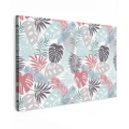 Bladeren - Jungle - Pastel - Tropisch Tuinposter op houten frame 2 cm dik klein -3d