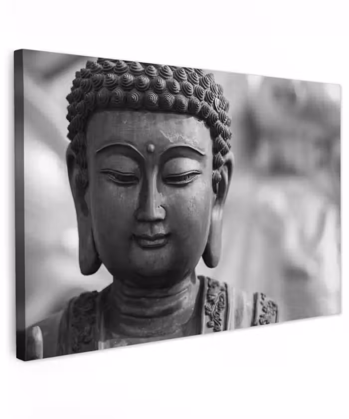 Buiten canvas - Boeddha - Grijs - Spiritualiteit - Buddha beeld - Religie