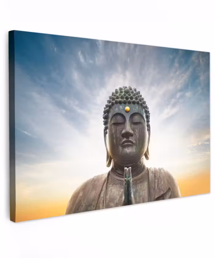Buiten canvas - Boeddha hoofd - Buddha - Lucht - Spiritueel - Meditatie