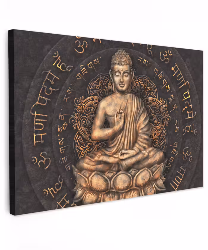 Buiten canvas - Boeddha - Mantra - Meditatie - Spiritueel - Koper