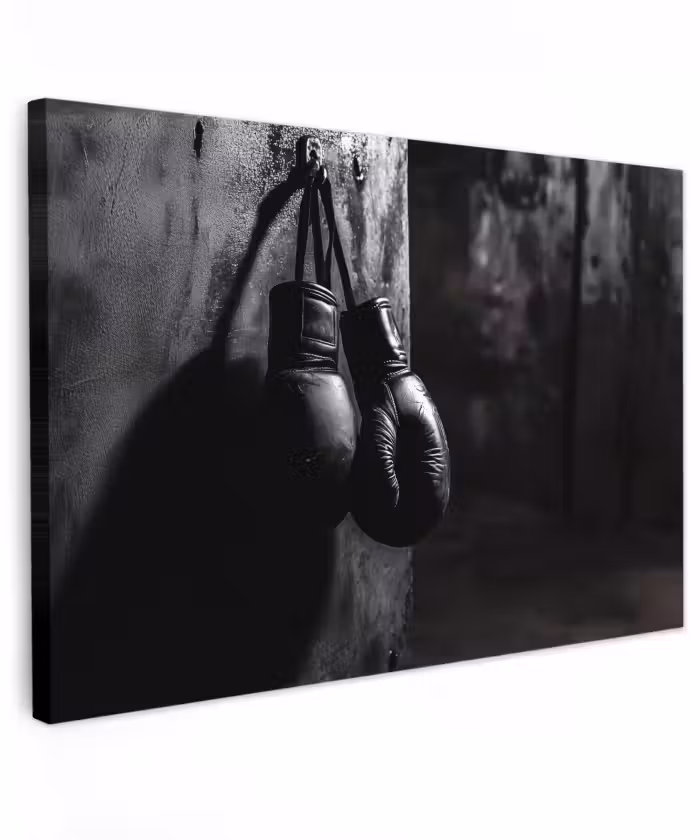 Buiten canvas - Bokshandschoenen - Muur - Duister - Zwart