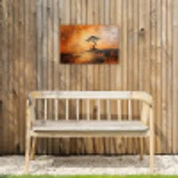 Boom - Landschap - Oranje Tuinposter op houten frame 2 cm dik klein -sfeer4