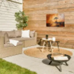 Boom - Landschap - Oranje Tuinposter op houten frame 2 cm dik klein -sfeer2