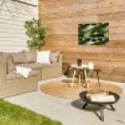 Bramen - Bladeren - Tros Tuinposter op houten frame 2 cm dik klein 845 -sfeer2