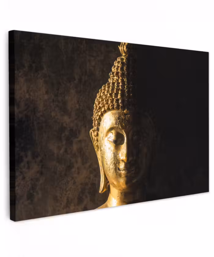 Buiten canvas - Buddha - Boeddha beeld - Goud - Spiritueel - Zwart