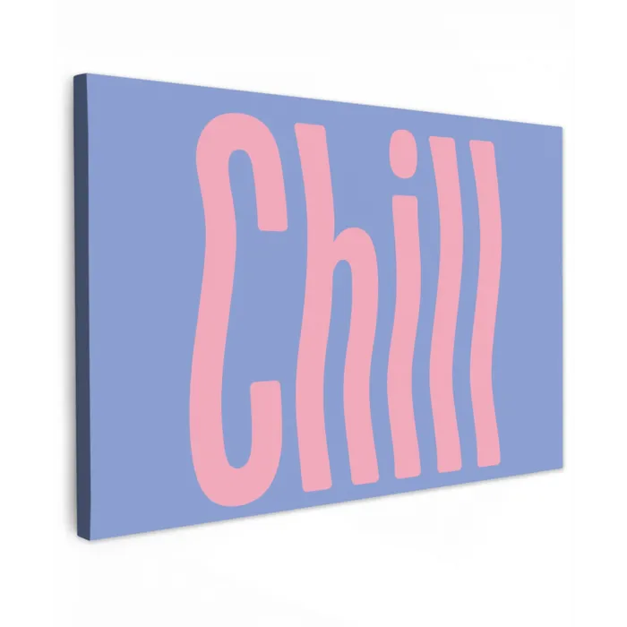 Chill - Roze - Blauw - Golvend Tuinposter op houten frame 2 cm dik klein -3d