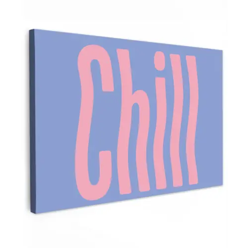 Chill - Roze - Blauw - Golvend Tuinposter op houten frame 2 cm dik klein -3d