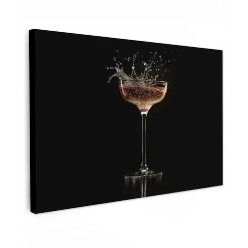 Cocktail - Zwart - Spetters - Glas Tuinposter op houten frame 2 cm dik klein -3d