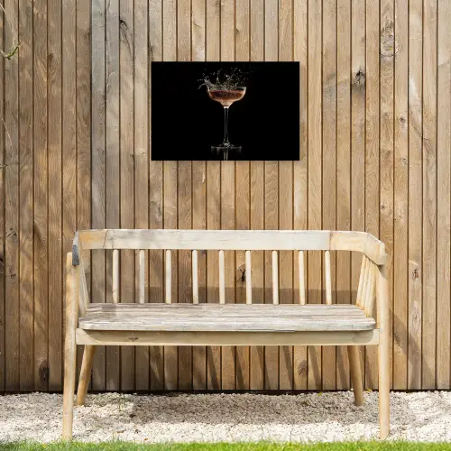 Cocktail - Zwart - Spetters - Glas Tuinposter op houten frame 2 cm dik klein -sfeer4
