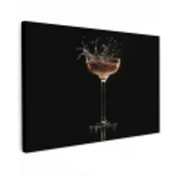 Cocktail - Zwart - Spetters - Glas Tuinposter op houten frame 2 cm dik klein -3d
