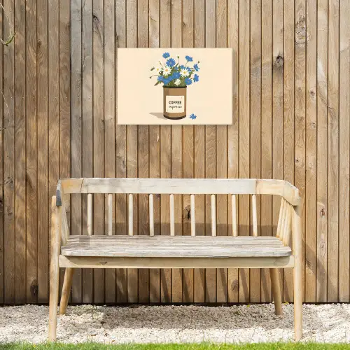 Coffee - Blik - Minimalistisch - Bloemen Tuinposter op houten frame 2 cm dik klein -sfeer4