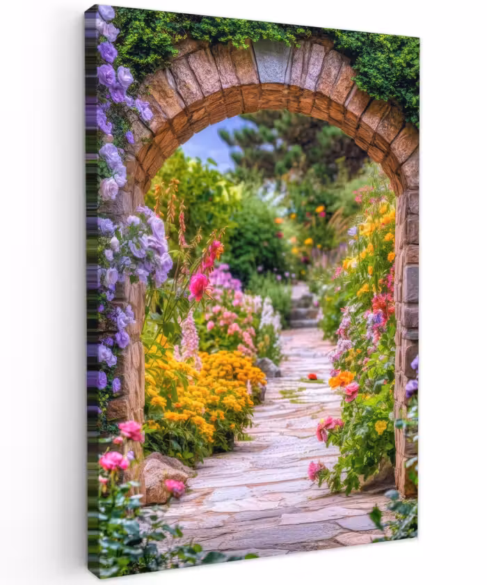Buiten canvas - Doorkijk - Bloemen - Pad - Natuur
