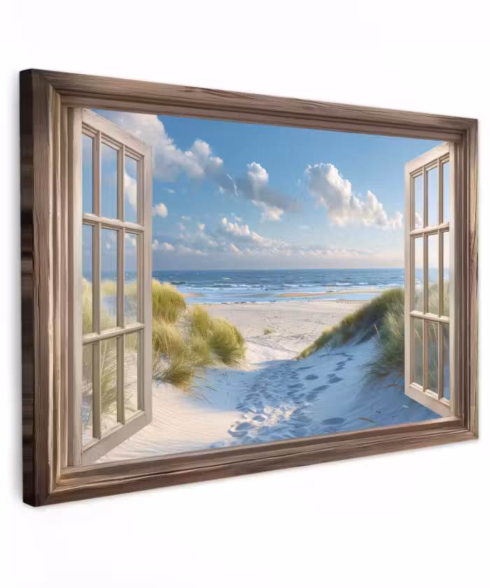 Buiten canvas - Doorkijk - Strand - Raam - Duinen - Zee