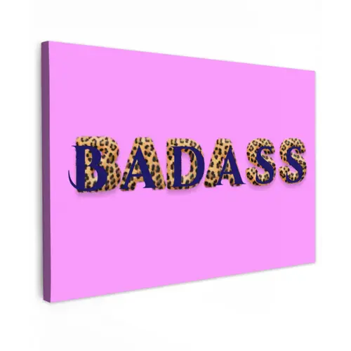 Felroze - Badass - Panterprint - Schaduw Tuinposter op houten frame 2 cm dik klein -3d