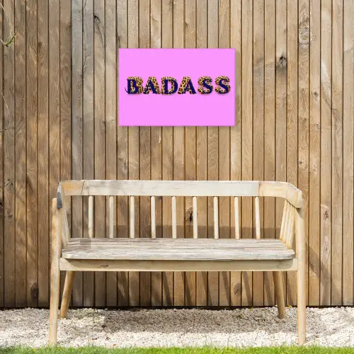 Felroze - Badass - Panterprint - Schaduw Tuinposter op houten frame 2 cm dik klein -sfeer4