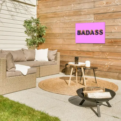 Felroze - Badass - Panterprint - Schaduw Tuinposter op houten frame 2 cm dik klein -sfeer2