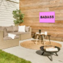Felroze - Badass - Panterprint - Schaduw Tuinposter op houten frame 2 cm dik klein -sfeer2
