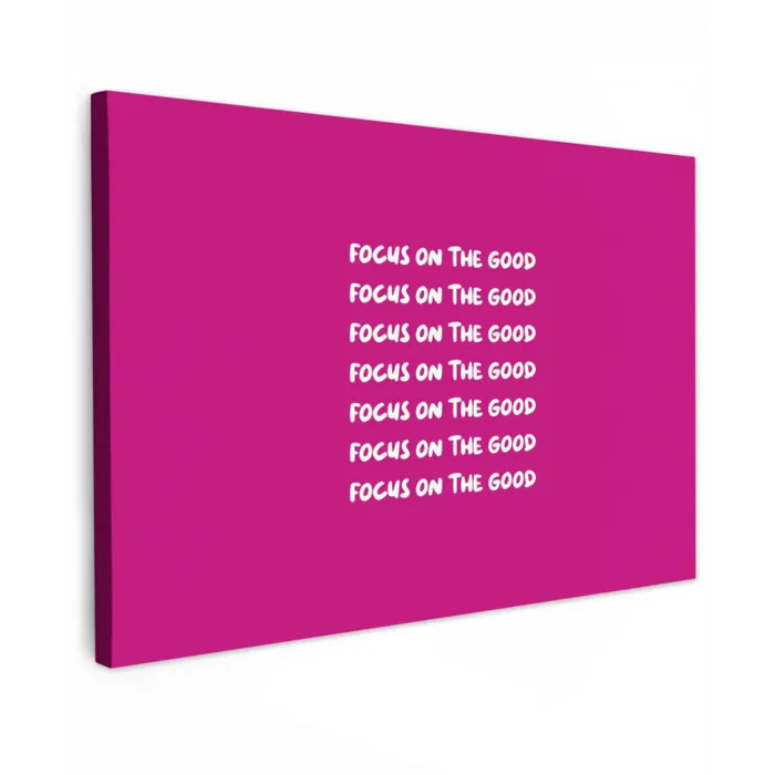 Focus on the good - Roze - wit Tuinposter op houten frame 2 cm dik klein -3d