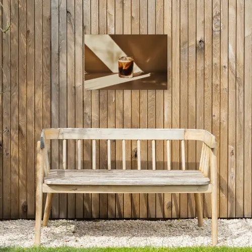 Glas - Ijskoffie - Schaduw - Bruin Tuinposter op houten frame 2 cm dik klein -sfeer4