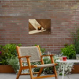 Glas - Ijskoffie - Schaduw - Bruin Tuinposter op houten frame 2 cm dik klein -sfeer3