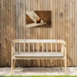 Glas - Ijskoffie - Schaduw - Bruin Tuinposter op houten frame 2 cm dik klein -sfeer4