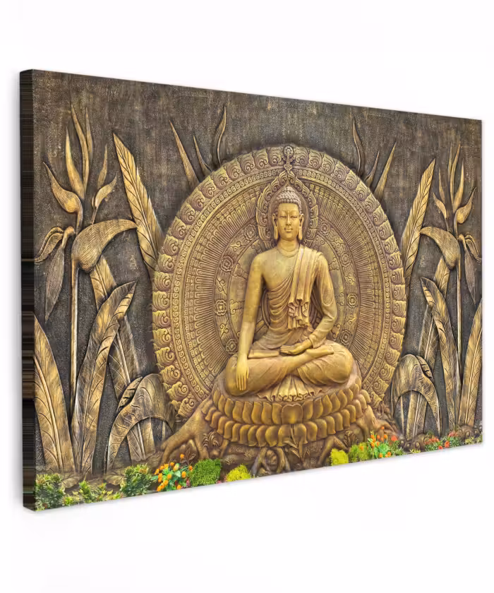 Buiten canvas - Goud - Boeddha beeld - Spiritueel - Meditatie