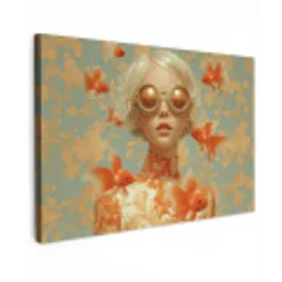 Goudvissen - Oranje - Vrouw - Blond Tuinposter op houten frame 2 cm dik klein -3d