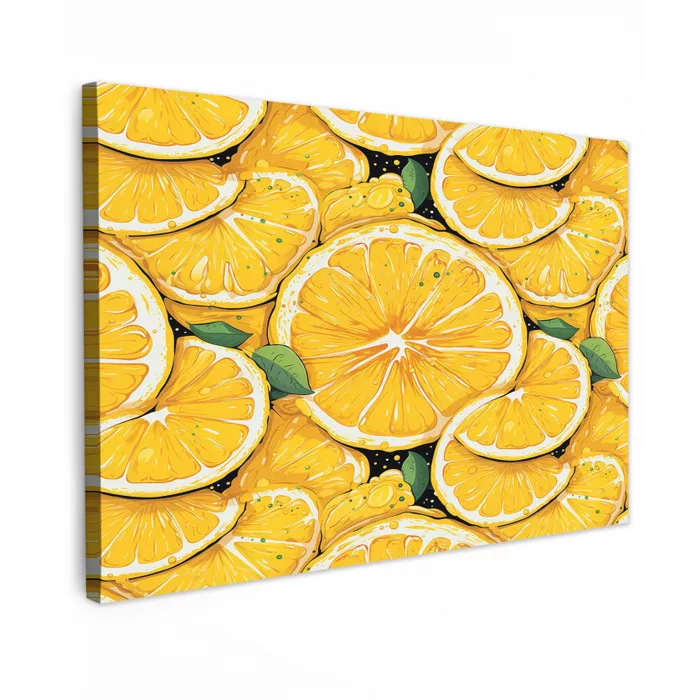 Grafisch - Citroenschijven - Blaadjes Tuinposter op houten frame 2 cm dik klein 845 -3d