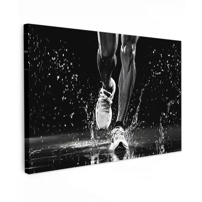 Hardloopschoenen - Rennen - Druppels - Zwart Tuinposter op houten frame 2 cm dik klein -3d