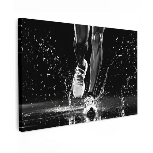 Hardloopschoenen - Rennen - Druppels - Zwart Tuinposter op houten frame 2 cm dik klein -3d