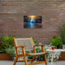 Herfstwaterval in het Bos Tuinposter op houten frame 2 cm dik klein -sfeer3