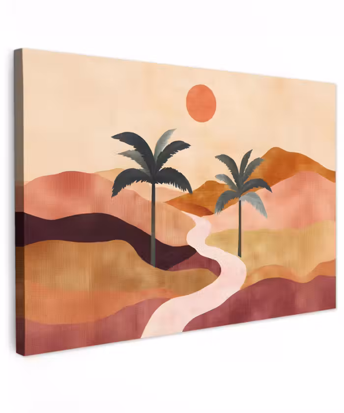Buiten canvas - Heuvels - Palmbomen - Abstract