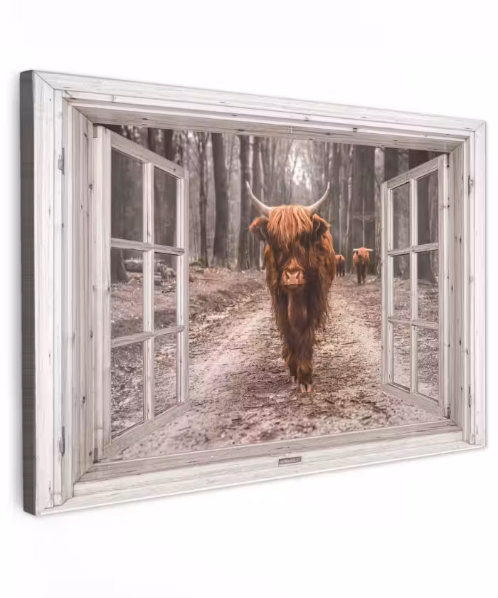Buiten canvas - Hooglander door het Raam