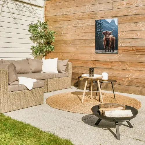 Hooglander voor Bergen Tuinposter op houten frame 2 cm dik klein -sfeer2